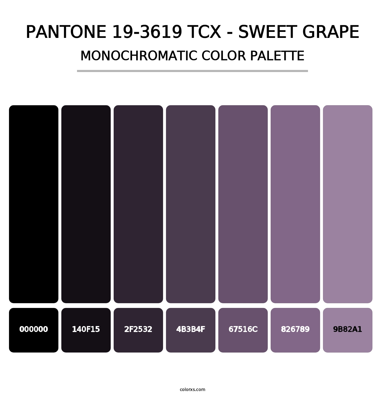 PANTONE 19-3619 TCX - Sweet Grape - Monochromatic Color Palette