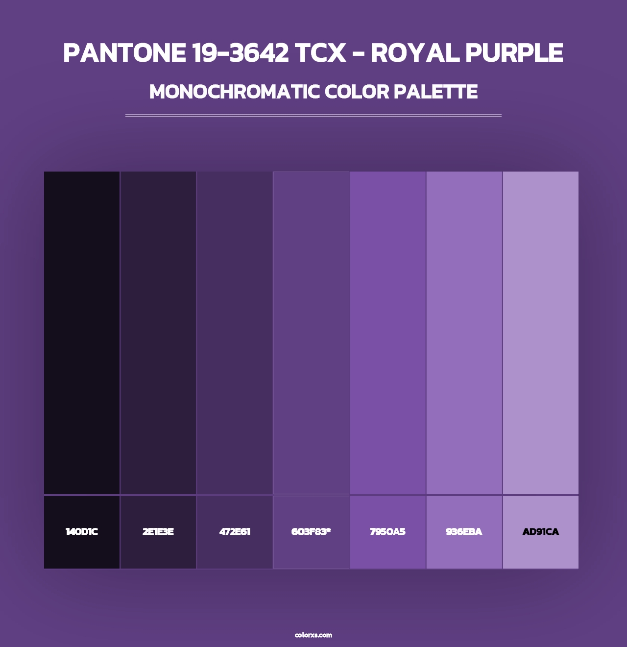 PANTONE 19-3642 TCX - Royal Purple - Monochromatic Color Palette