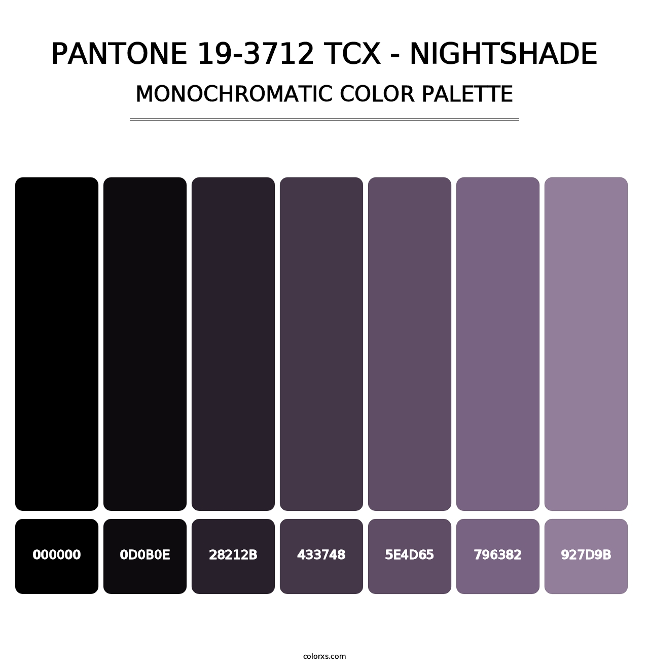 PANTONE 19-3712 TCX - Nightshade - Monochromatic Color Palette