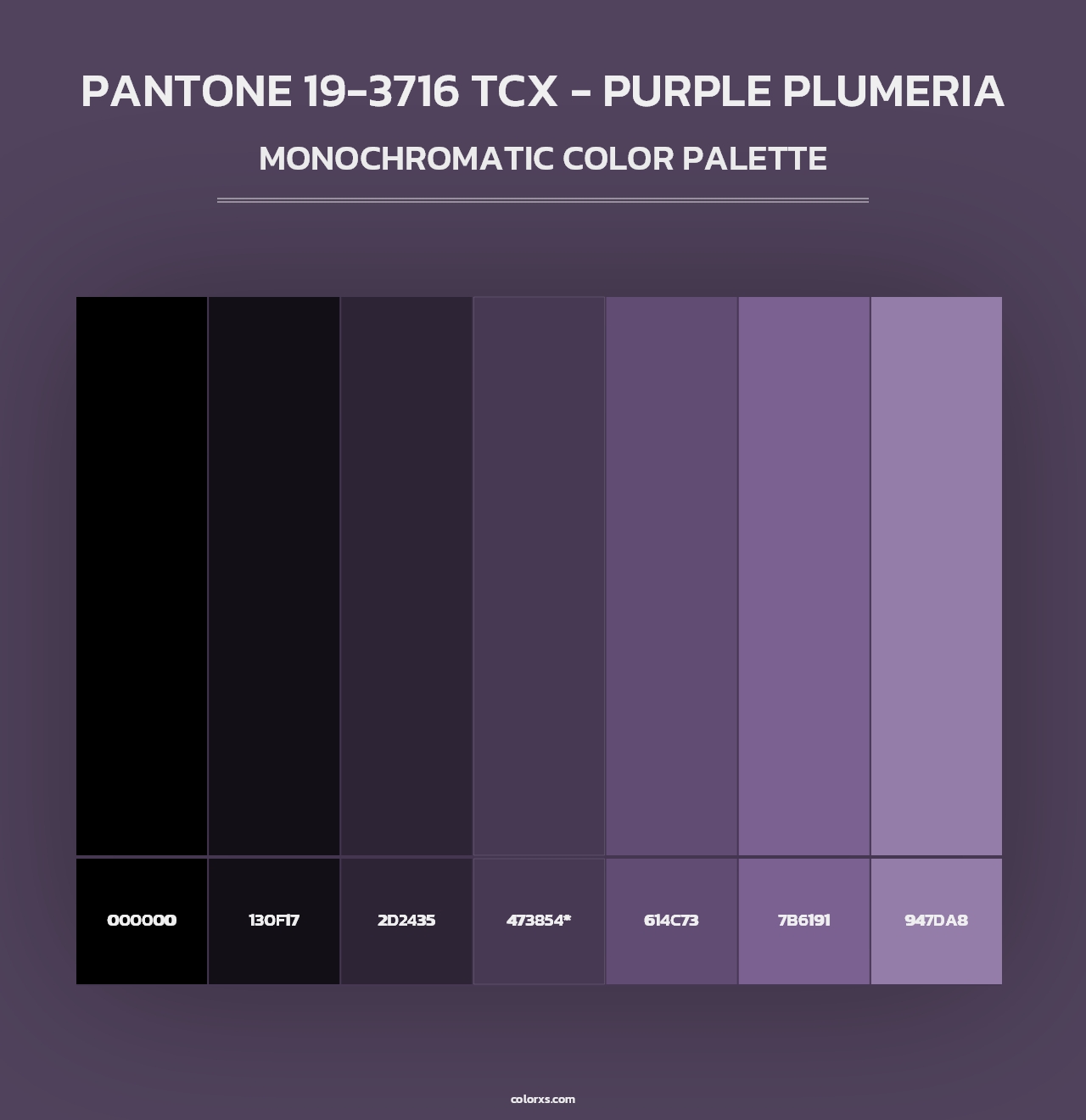 PANTONE 19-3716 TCX - Purple Plumeria - Monochromatic Color Palette