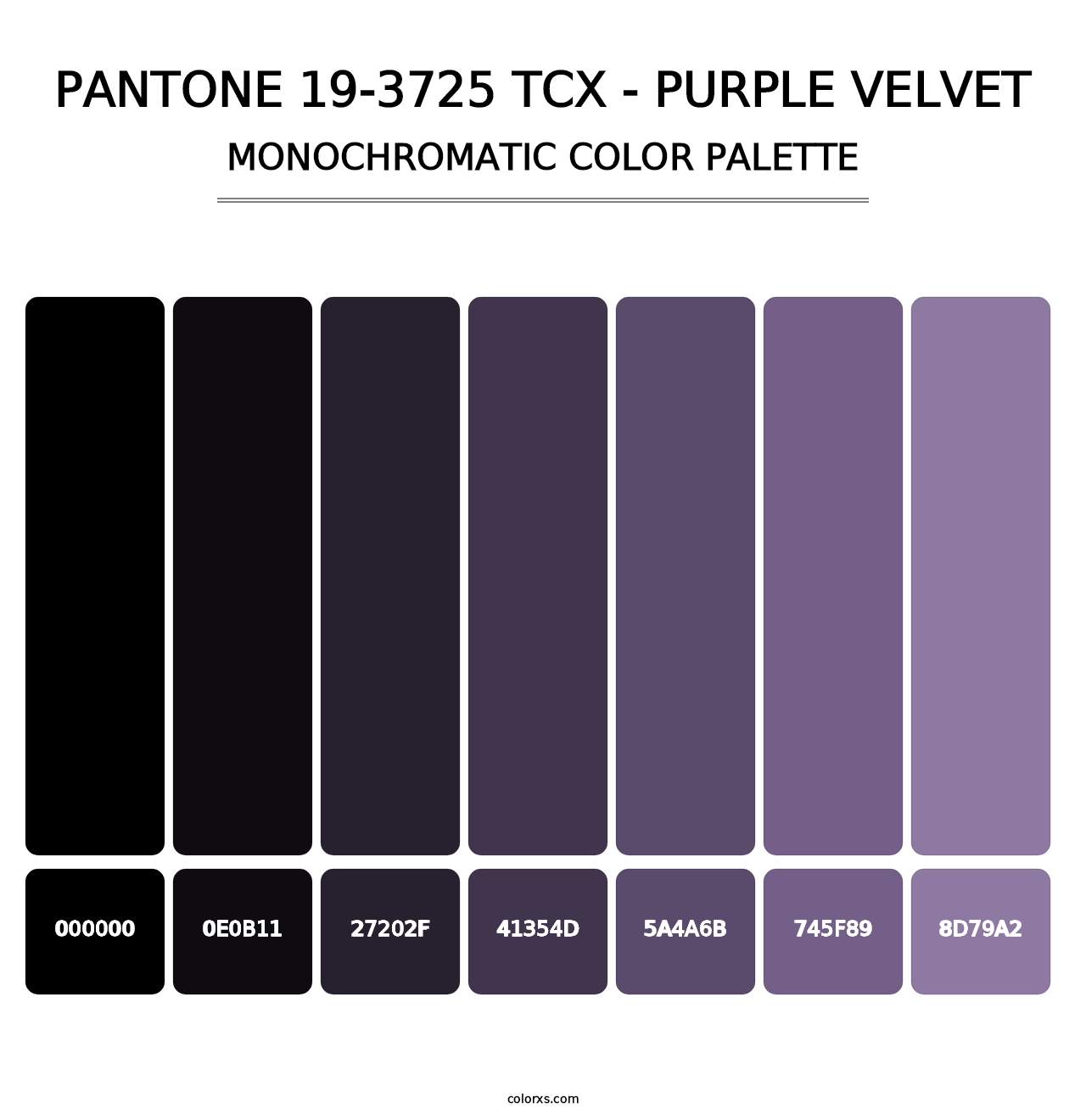 PANTONE 19-3725 TCX - Purple Velvet - Monochromatic Color Palette