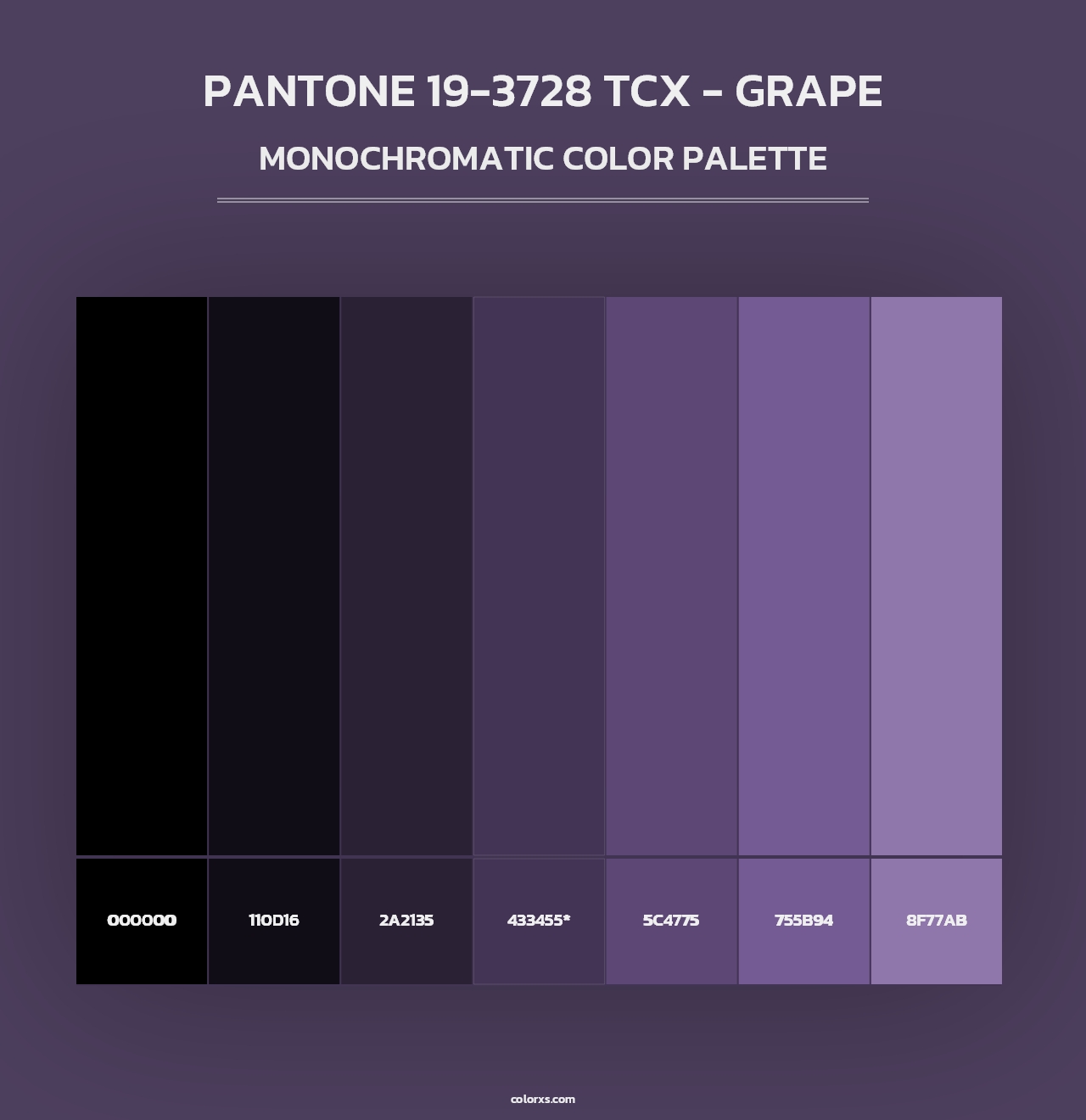 PANTONE 19-3728 TCX - Grape - Monochromatic Color Palette