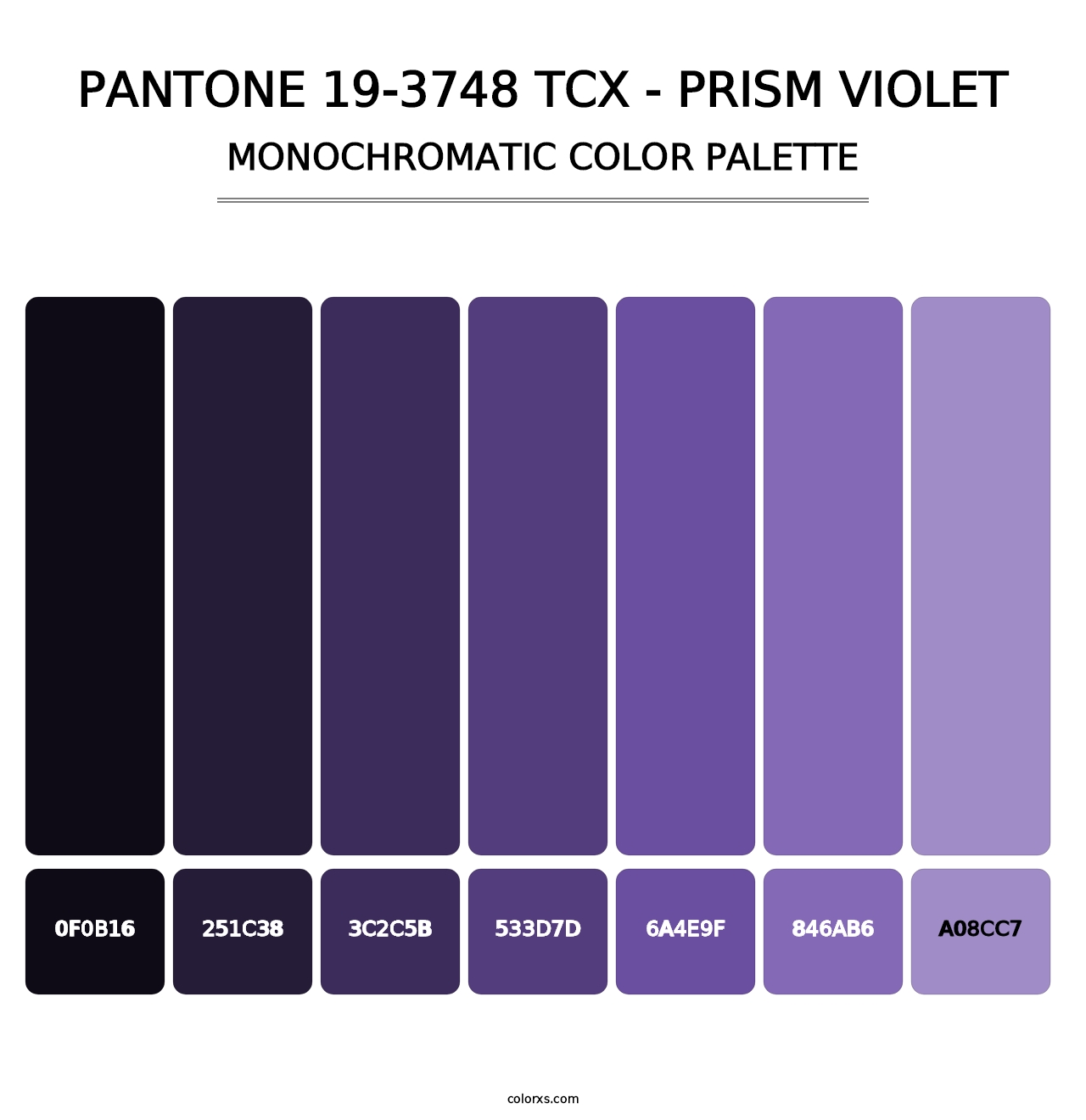 PANTONE 19-3748 TCX - Prism Violet - Monochromatic Color Palette
