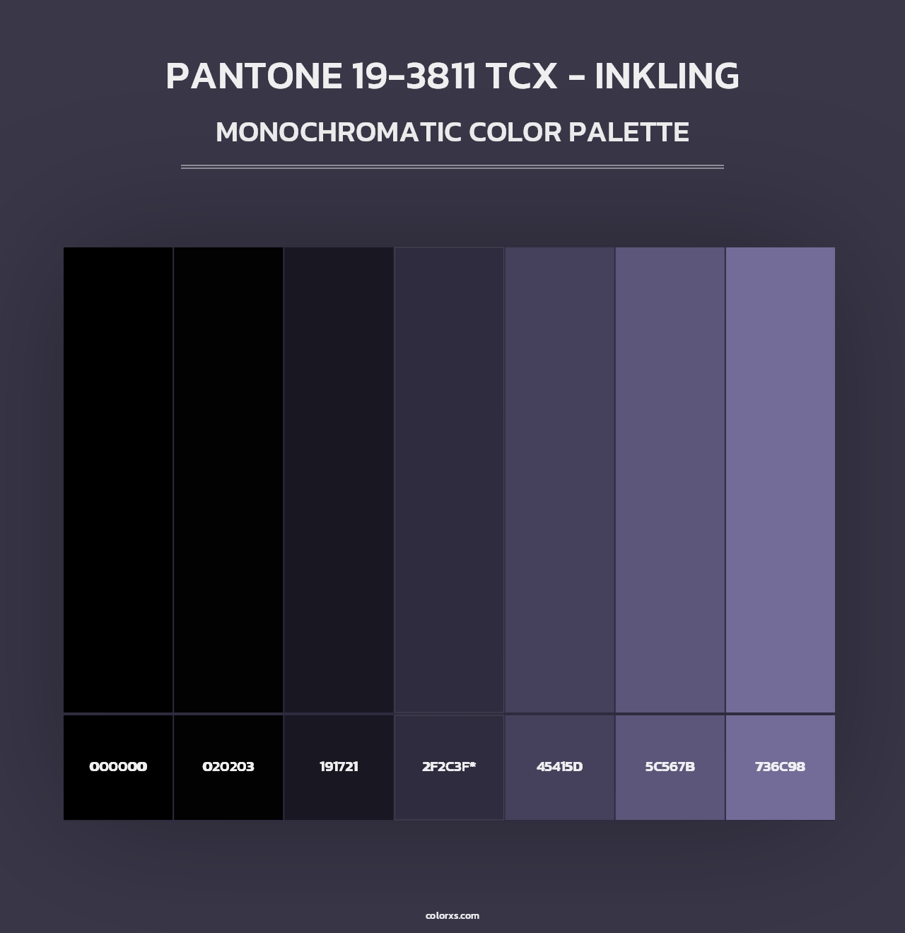 PANTONE 19-3811 TCX - Inkling - Monochromatic Color Palette