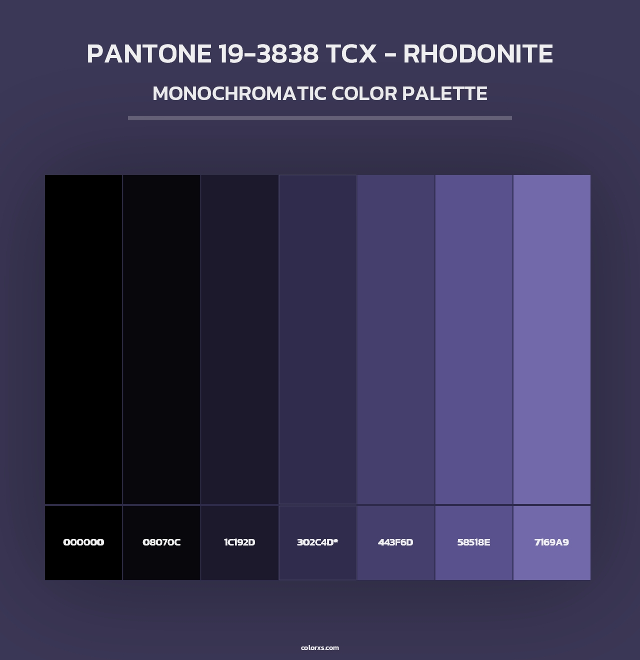 PANTONE 19-3838 TCX - Rhodonite - Monochromatic Color Palette