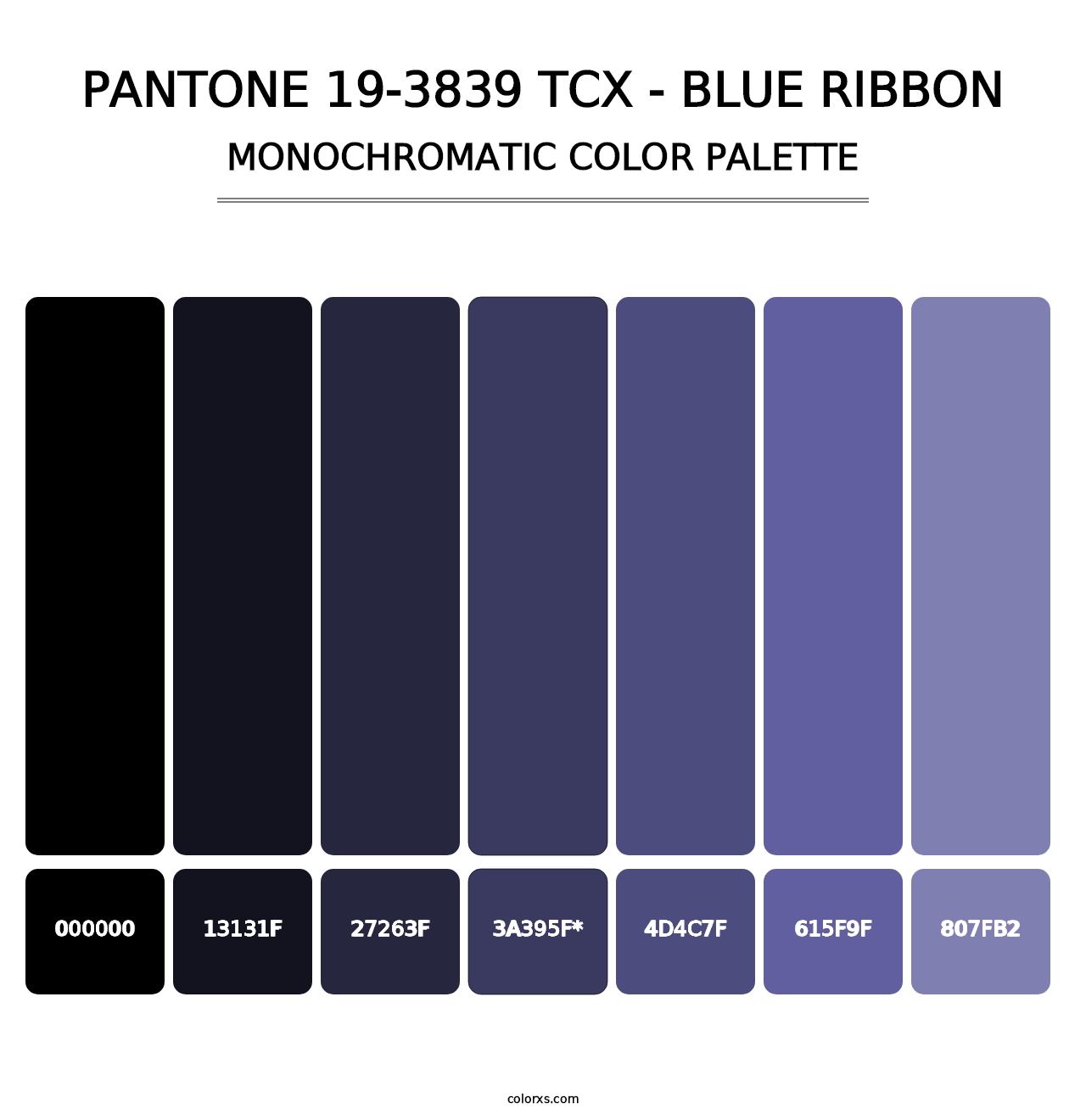 PANTONE 19-3839 TCX - Blue Ribbon - Monochromatic Color Palette