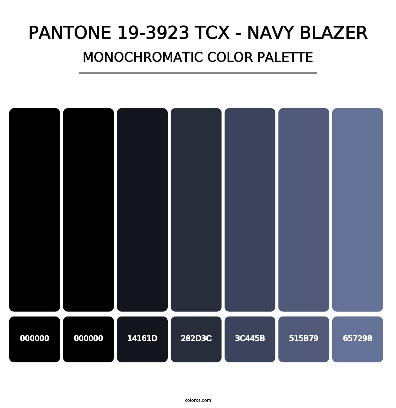 PANTONE 19-3923 TCX - Navy Blazer - Monochromatic Color Palette