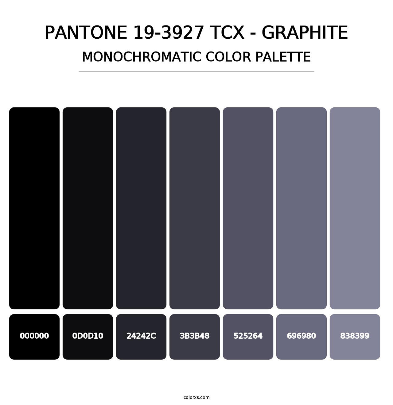 PANTONE 19-3927 TCX - Graphite - Monochromatic Color Palette
