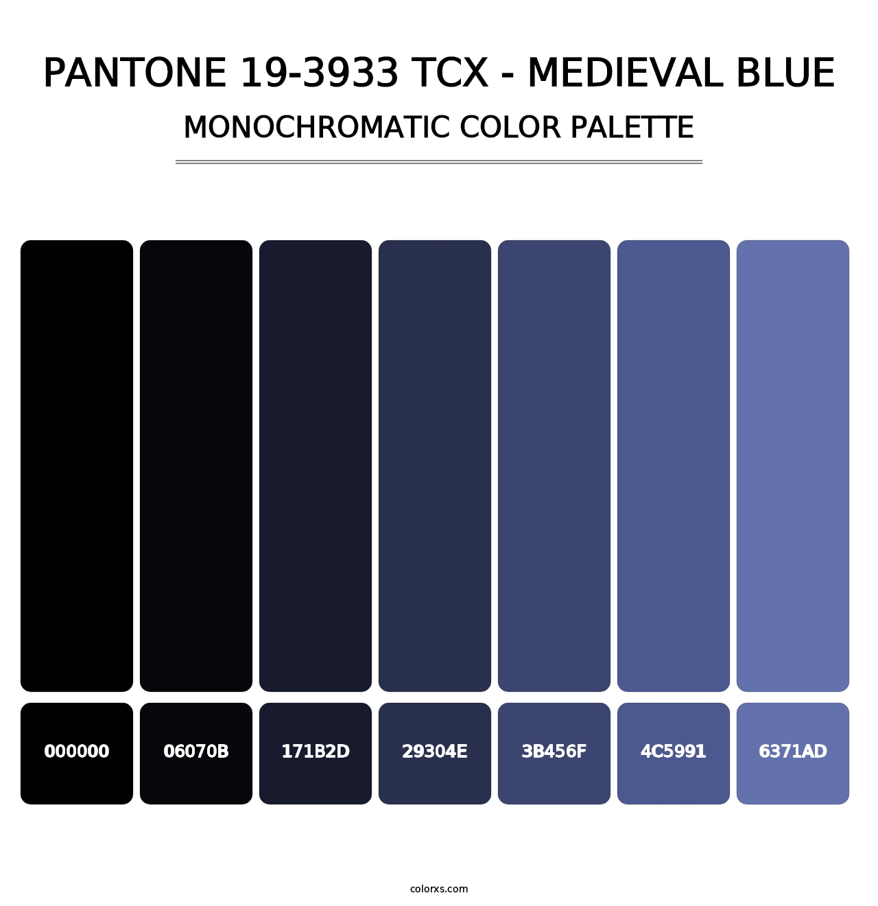 PANTONE 19-3933 TCX - Medieval Blue - Monochromatic Color Palette