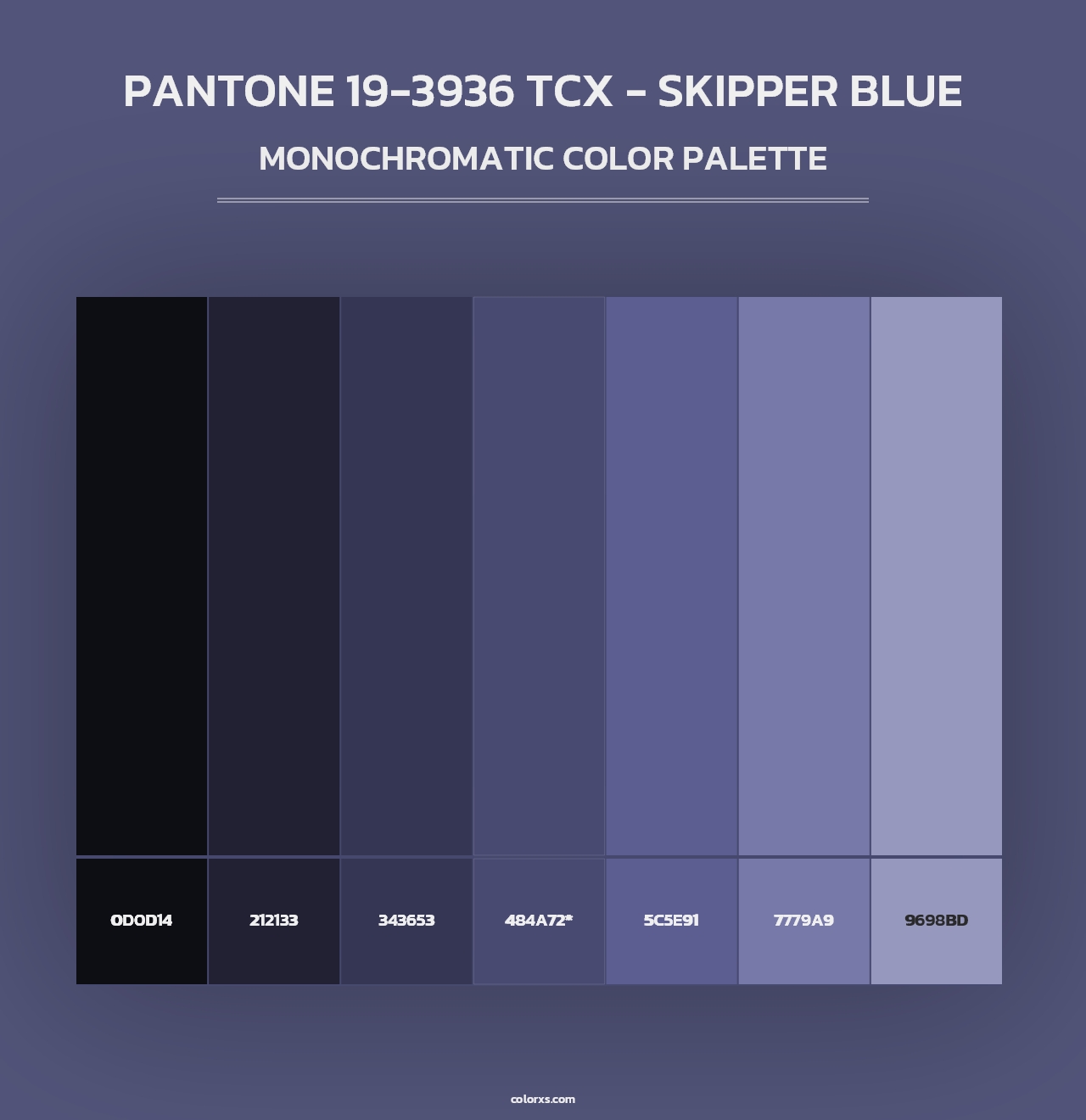 PANTONE 19-3936 TCX - Skipper Blue - Monochromatic Color Palette