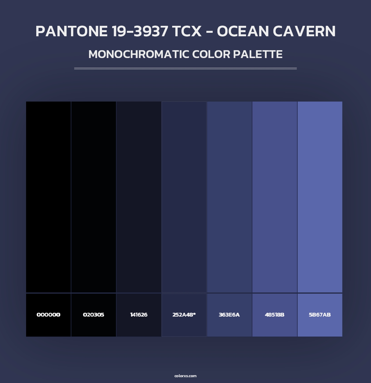 PANTONE 19-3937 TCX - Ocean Cavern - Monochromatic Color Palette