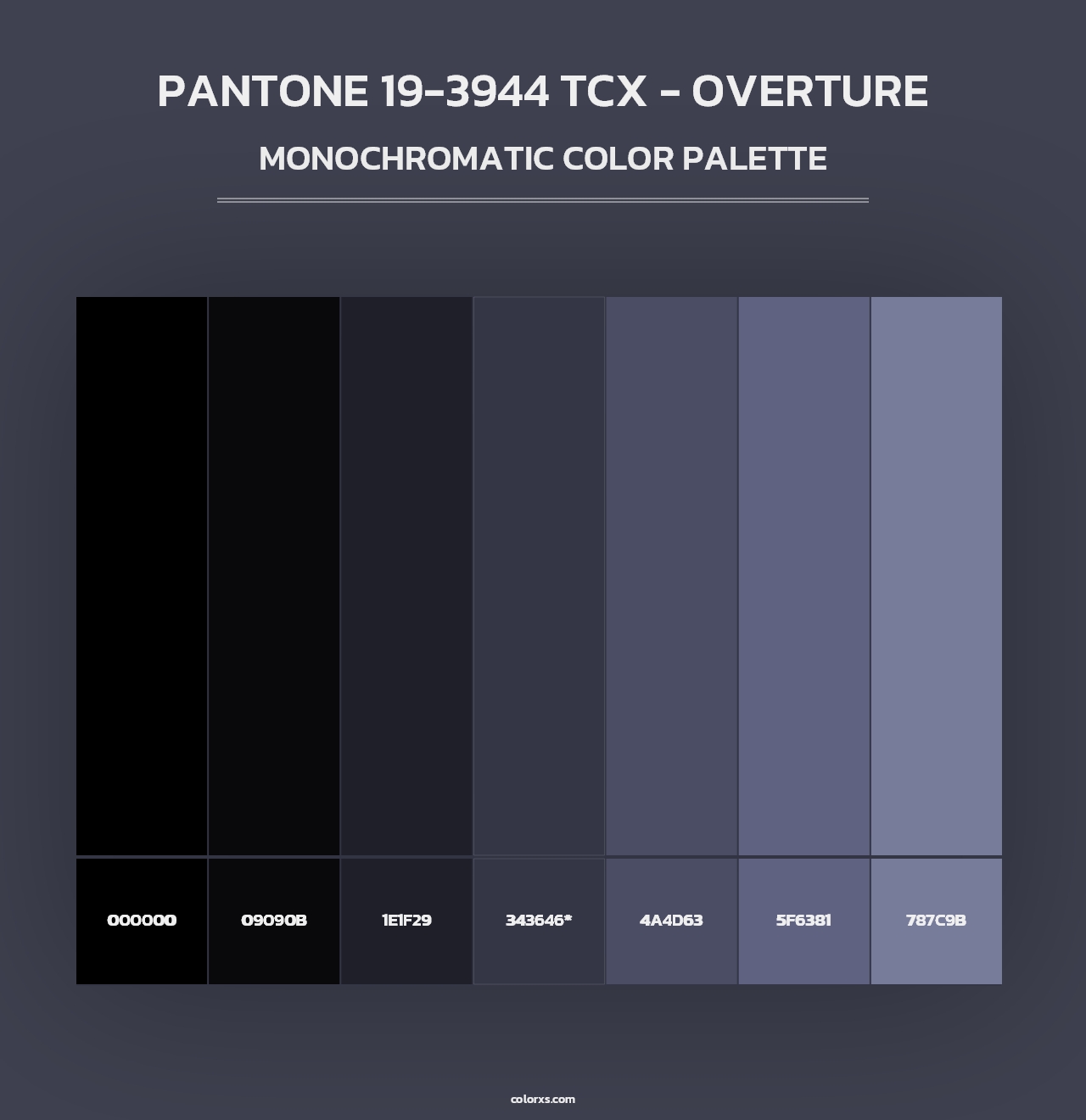 PANTONE 19-3944 TCX - Overture - Monochromatic Color Palette