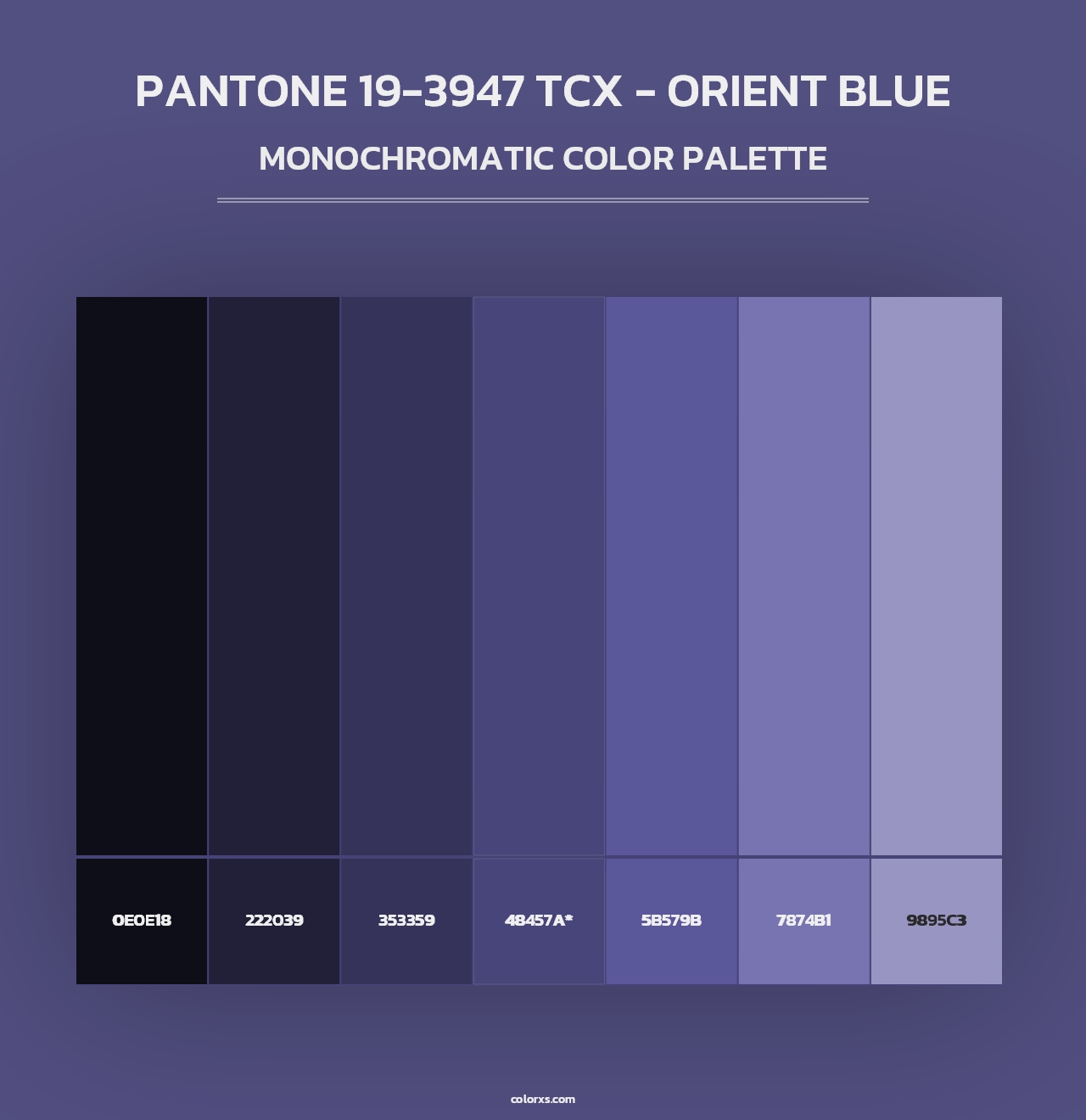 PANTONE 19-3947 TCX - Orient Blue - Monochromatic Color Palette