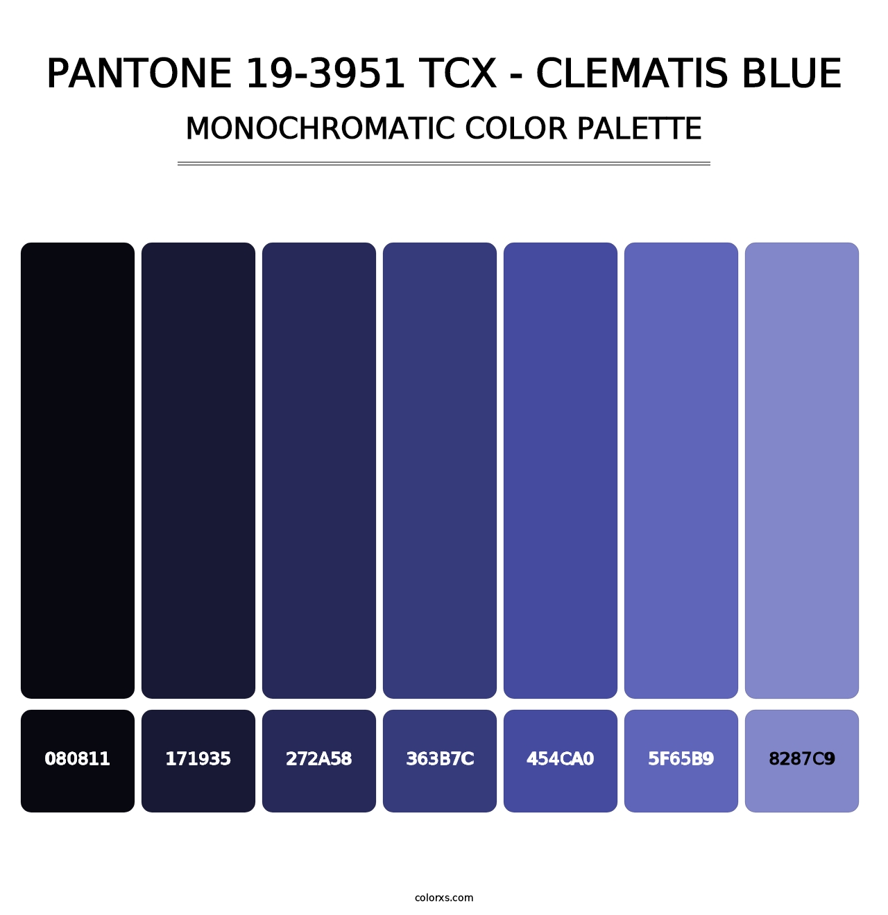 PANTONE 19-3951 TCX - Clematis Blue - Monochromatic Color Palette
