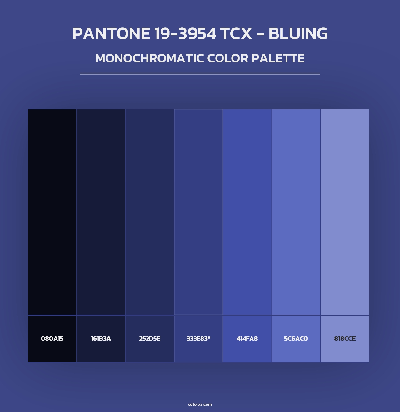 PANTONE 19-3954 TCX - Bluing - Monochromatic Color Palette