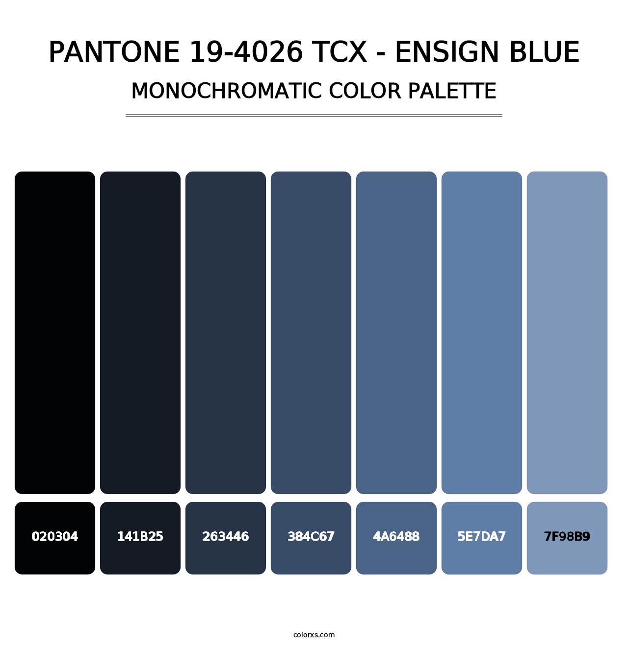 PANTONE 19-4026 TCX - Ensign Blue - Monochromatic Color Palette