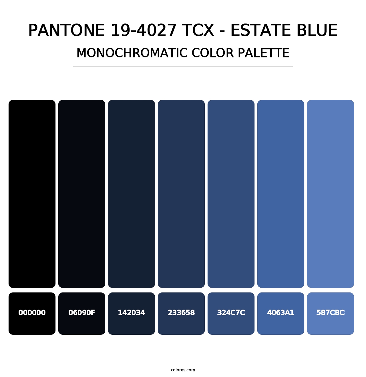 PANTONE 19-4027 TCX - Estate Blue - Monochromatic Color Palette