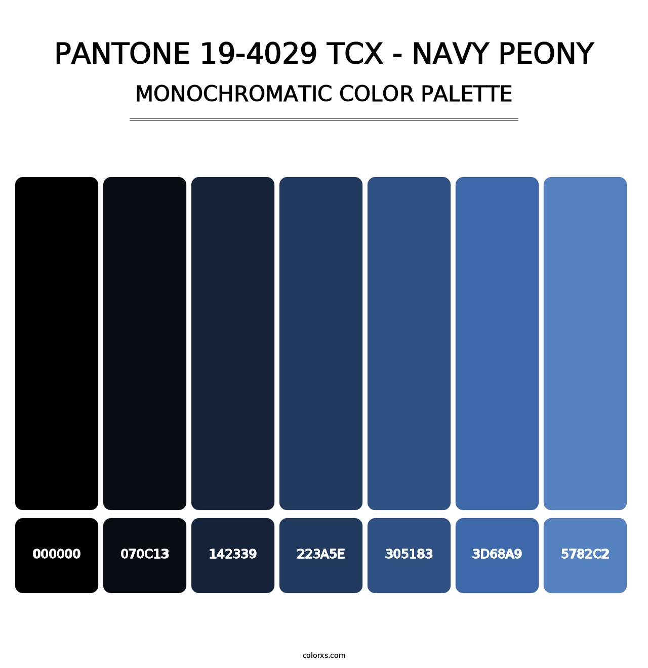 PANTONE 19-4029 TCX - Navy Peony - Monochromatic Color Palette
