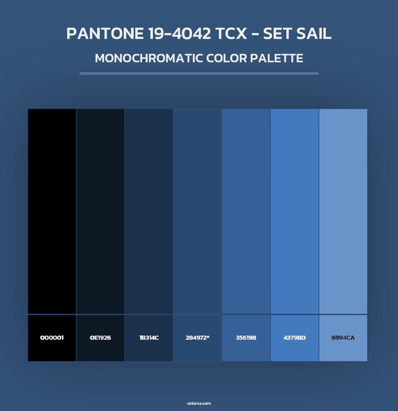 PANTONE 19-4042 TCX - Set Sail - Monochromatic Color Palette