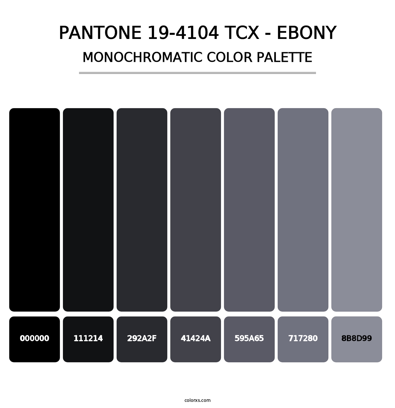 PANTONE 19-4104 TCX - Ebony - Monochromatic Color Palette
