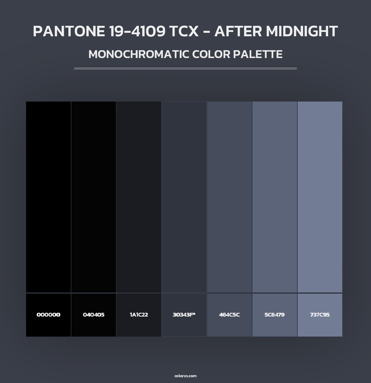 PANTONE 19-4109 TCX - After Midnight - Monochromatic Color Palette