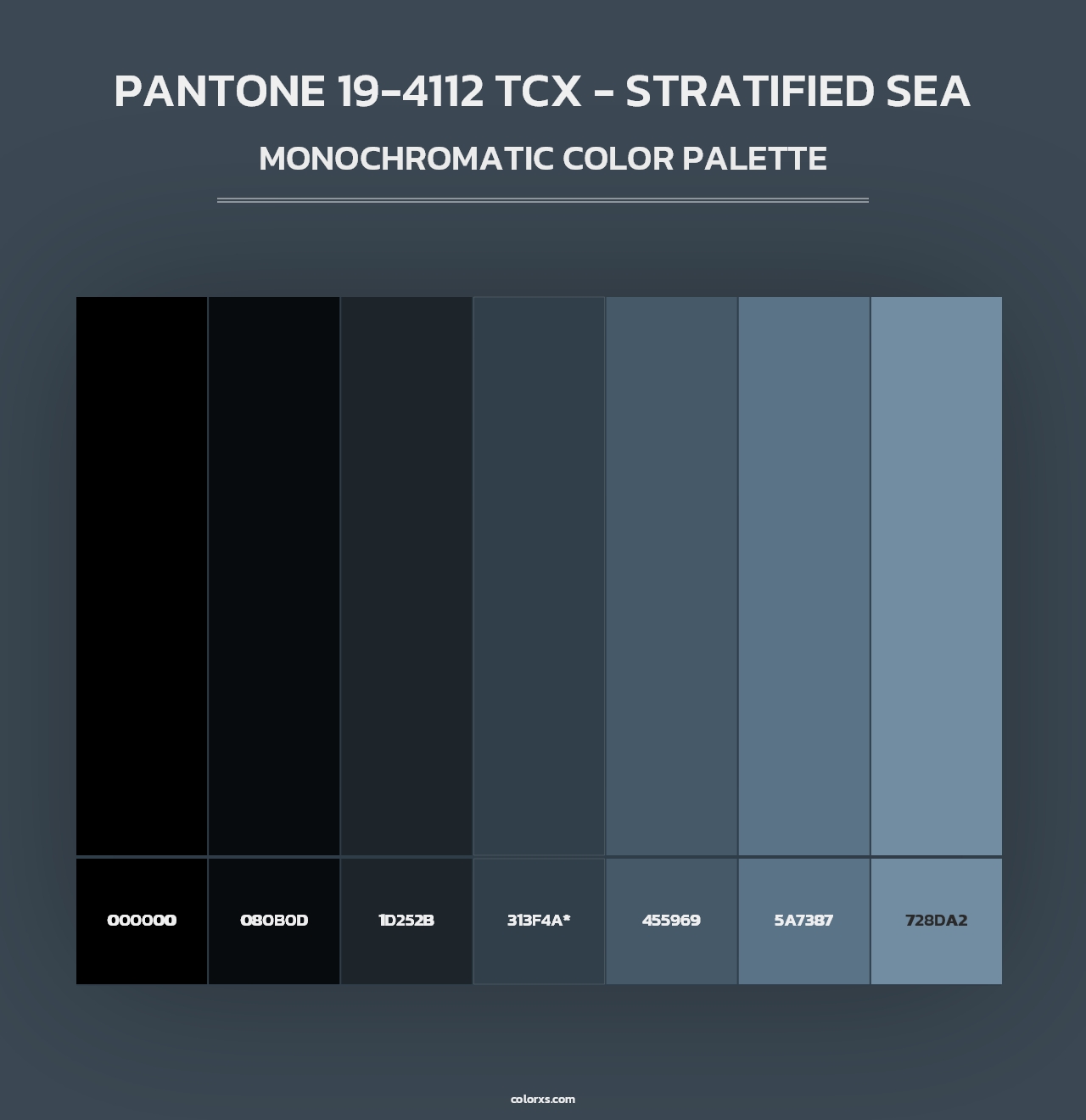 PANTONE 19-4112 TCX - Stratified Sea - Monochromatic Color Palette