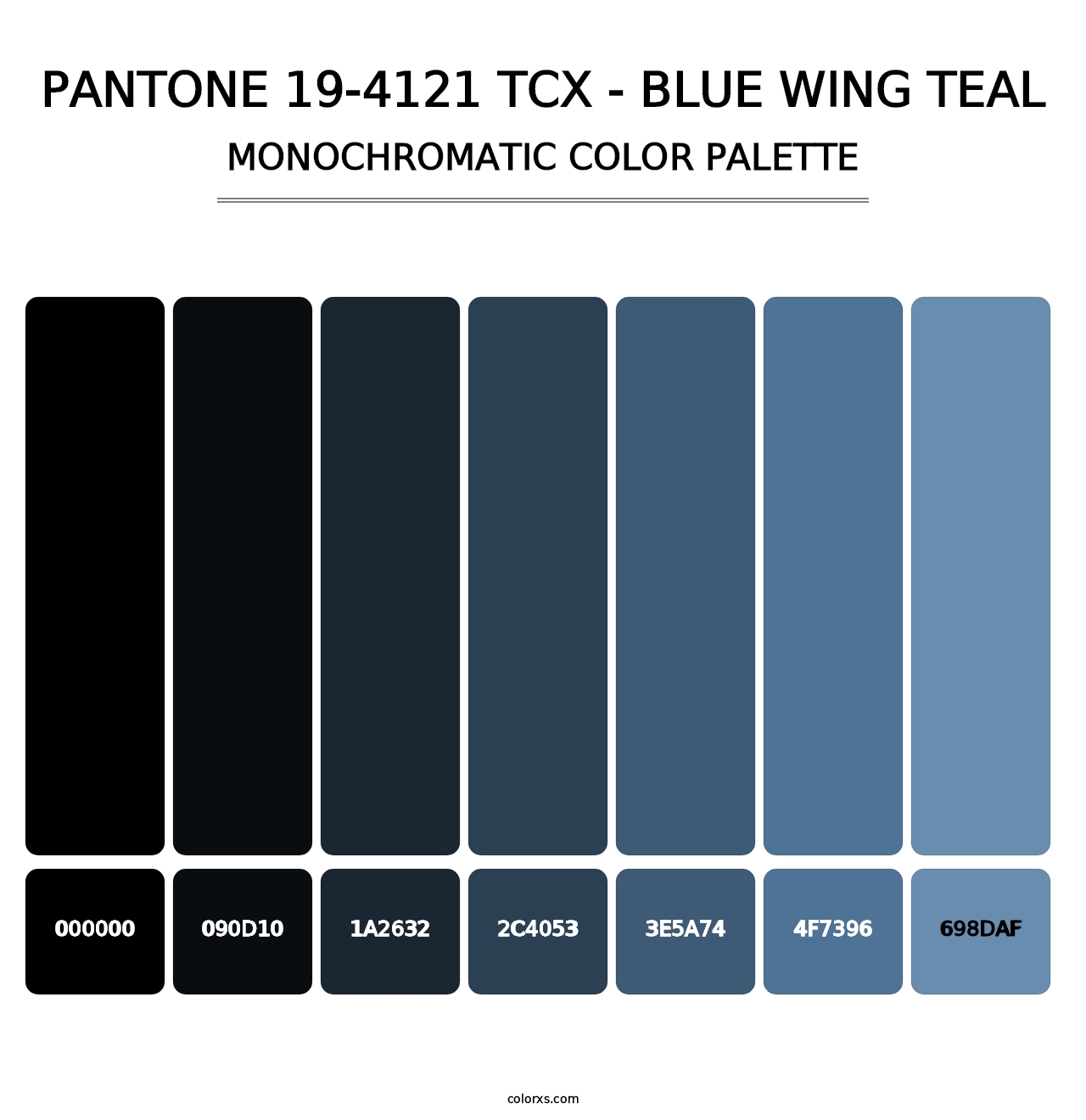 PANTONE 19-4121 TCX - Blue Wing Teal - Monochromatic Color Palette