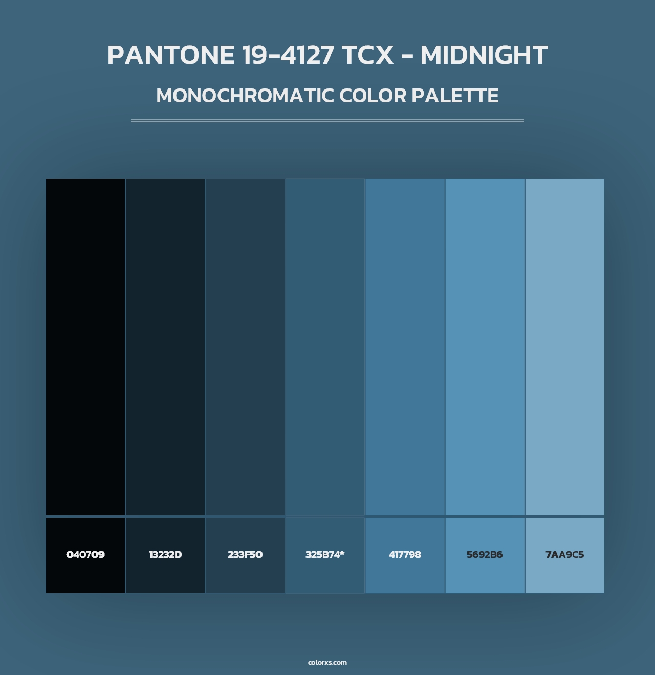 PANTONE 19-4127 TCX - Midnight - Monochromatic Color Palette