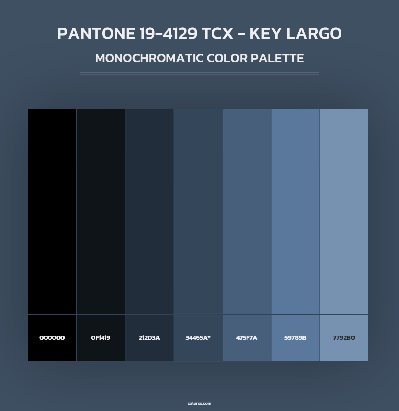 PANTONE 19-4129 TCX - Key Largo - Monochromatic Color Palette