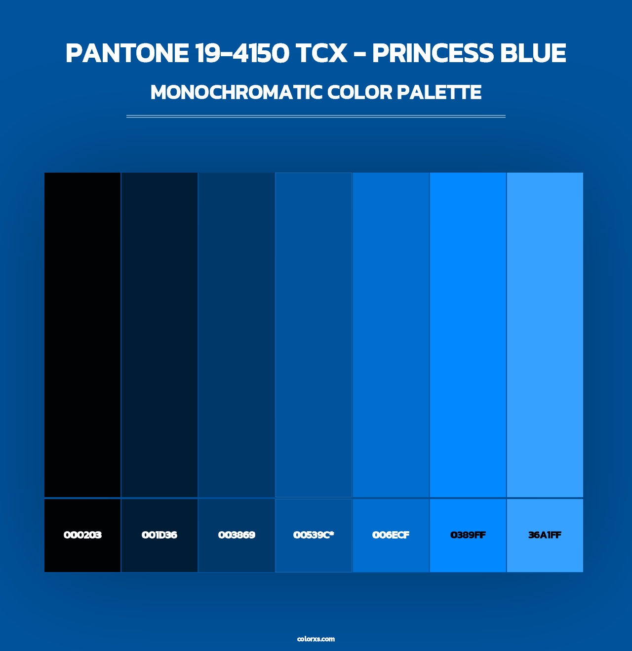 PANTONE 19-4150 TCX - Princess Blue - Monochromatic Color Palette