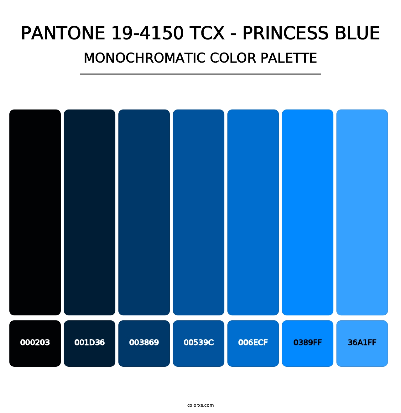 PANTONE 19-4150 TCX - Princess Blue - Monochromatic Color Palette