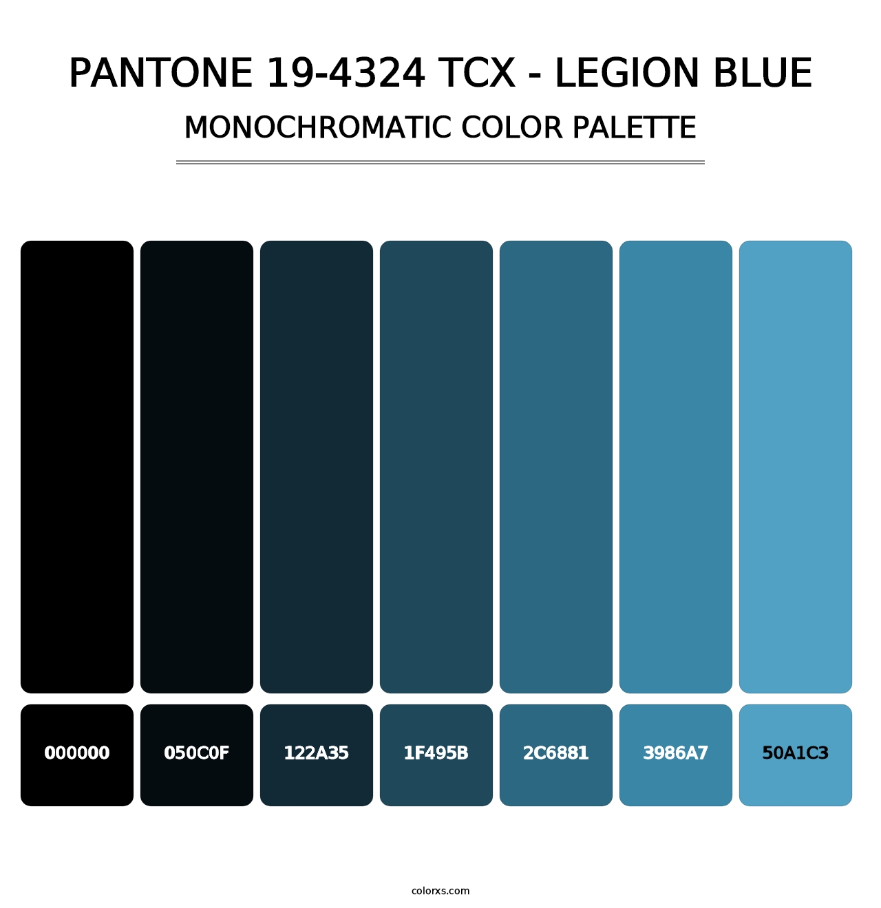 PANTONE 19-4324 TCX - Legion Blue - Monochromatic Color Palette