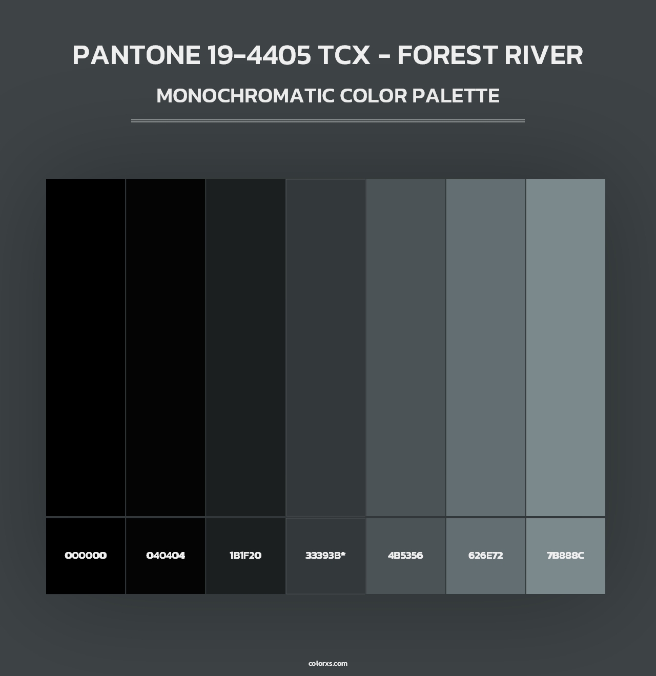 PANTONE 19-4405 TCX - Forest River - Monochromatic Color Palette