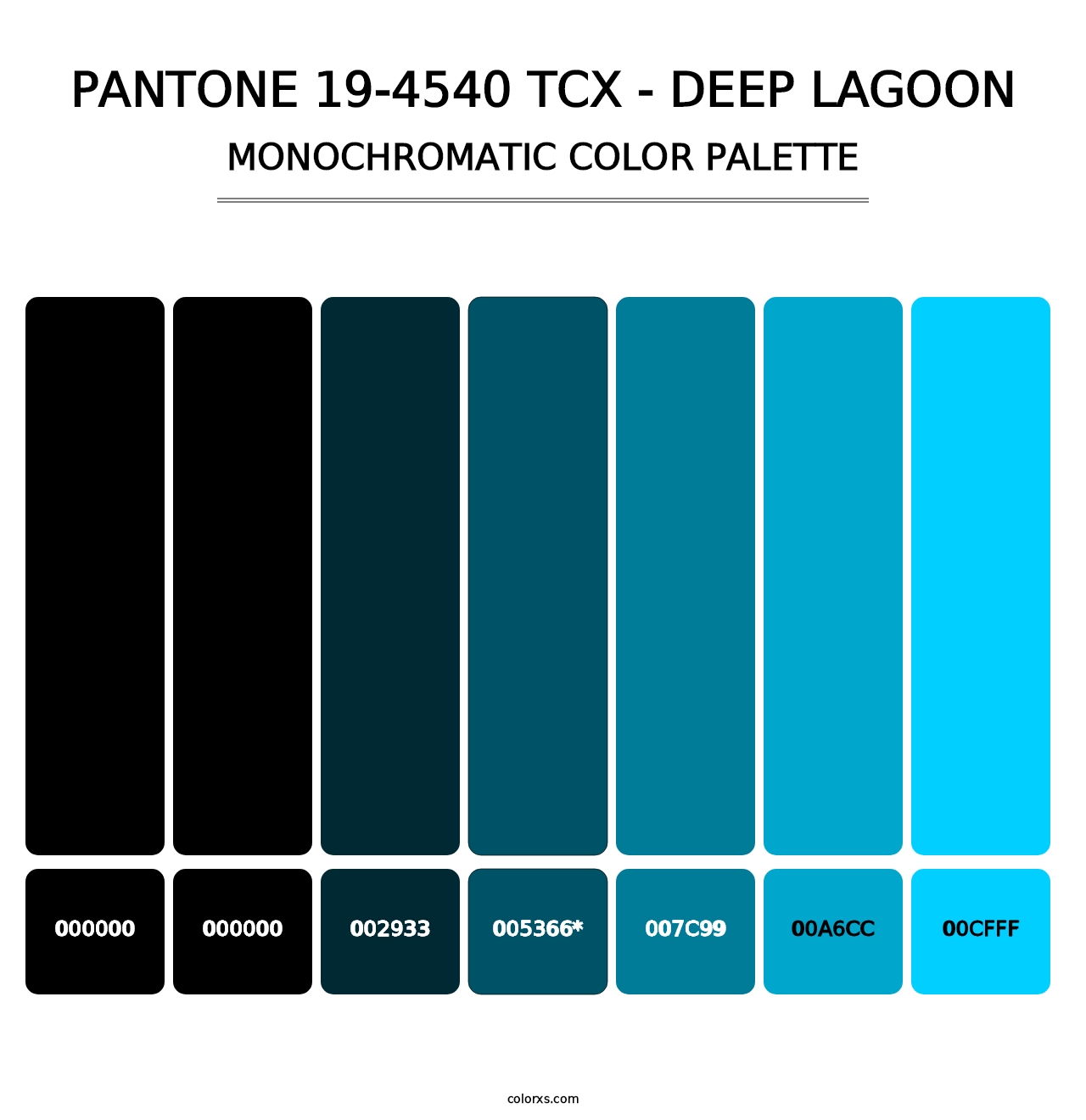 PANTONE 19-4540 TCX - Deep Lagoon - Monochromatic Color Palette