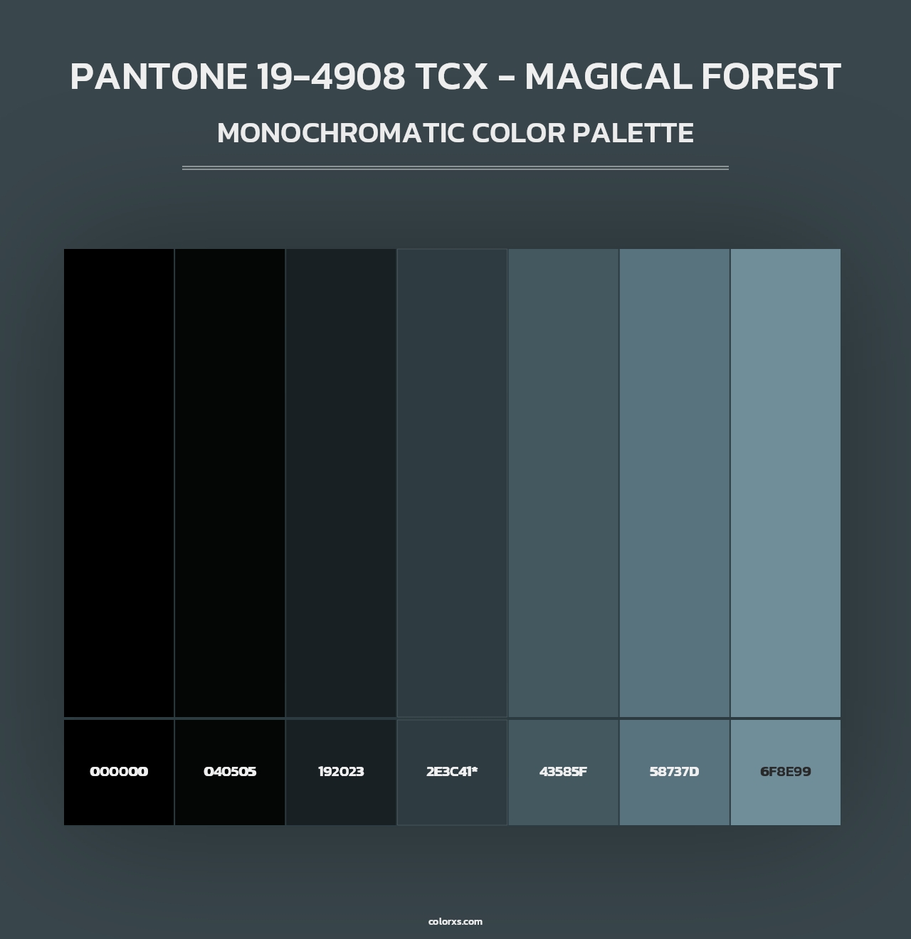 PANTONE 19-4908 TCX - Magical Forest - Monochromatic Color Palette