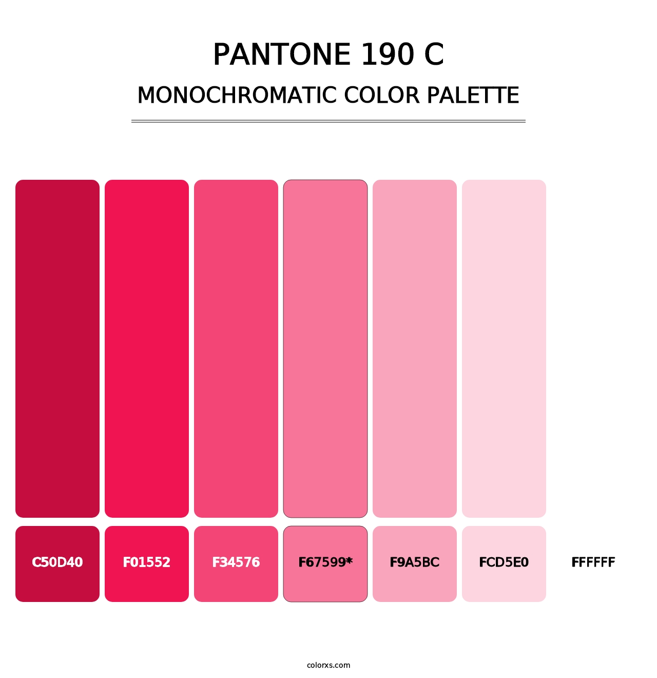PANTONE 190 C - Monochromatic Color Palette