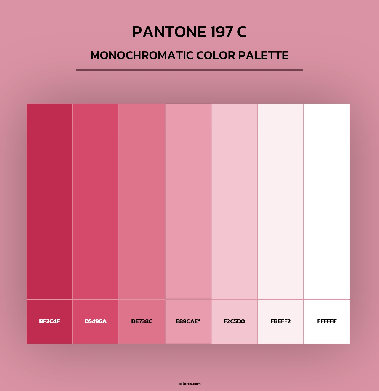 PANTONE 197 C - Monochromatic Color Palette