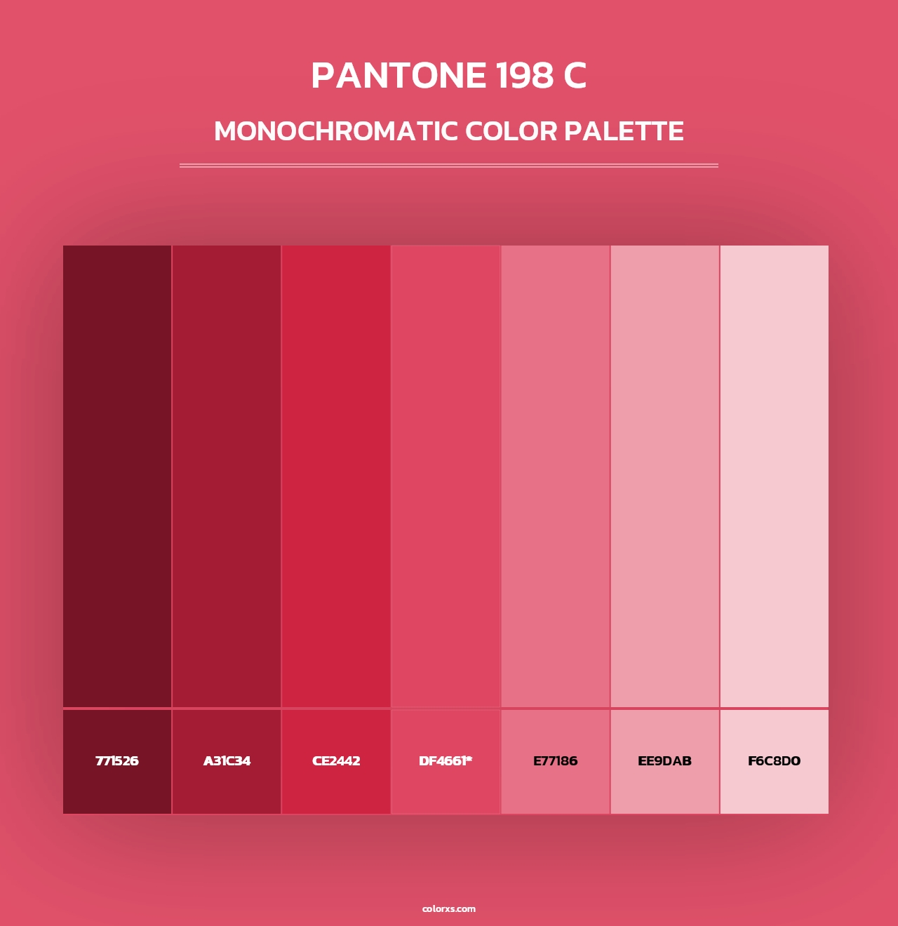 PANTONE 198 C - Monochromatic Color Palette