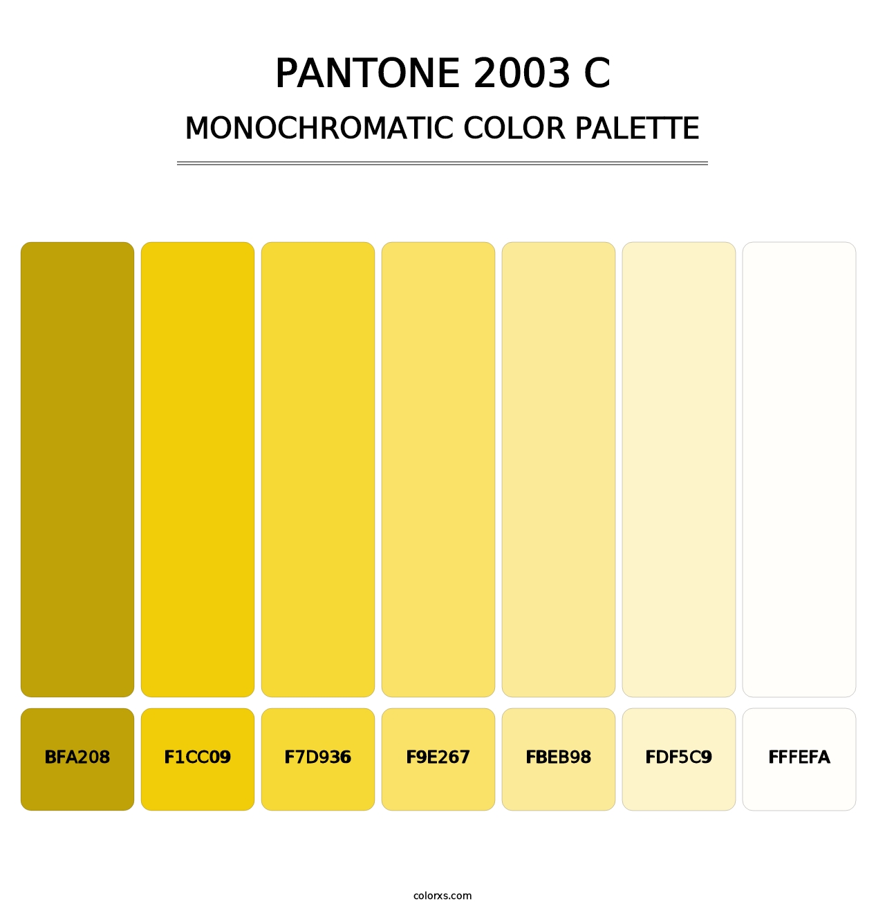 PANTONE 2003 C - Monochromatic Color Palette