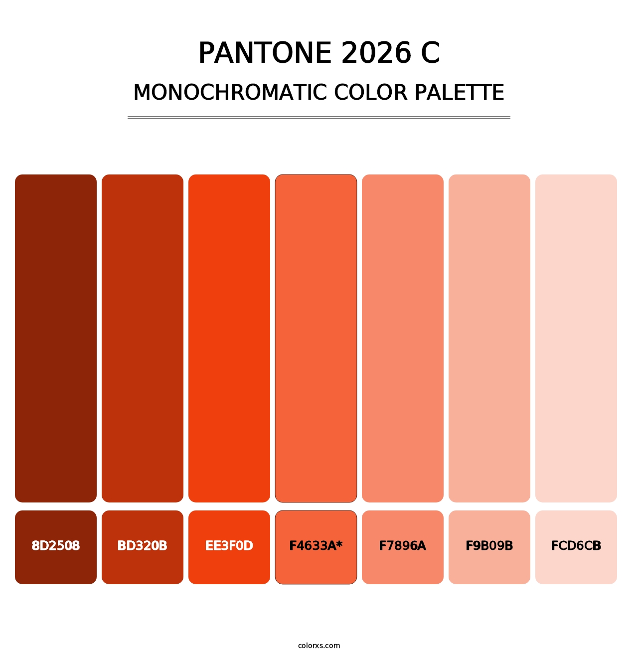 PANTONE 2026 C - Monochromatic Color Palette