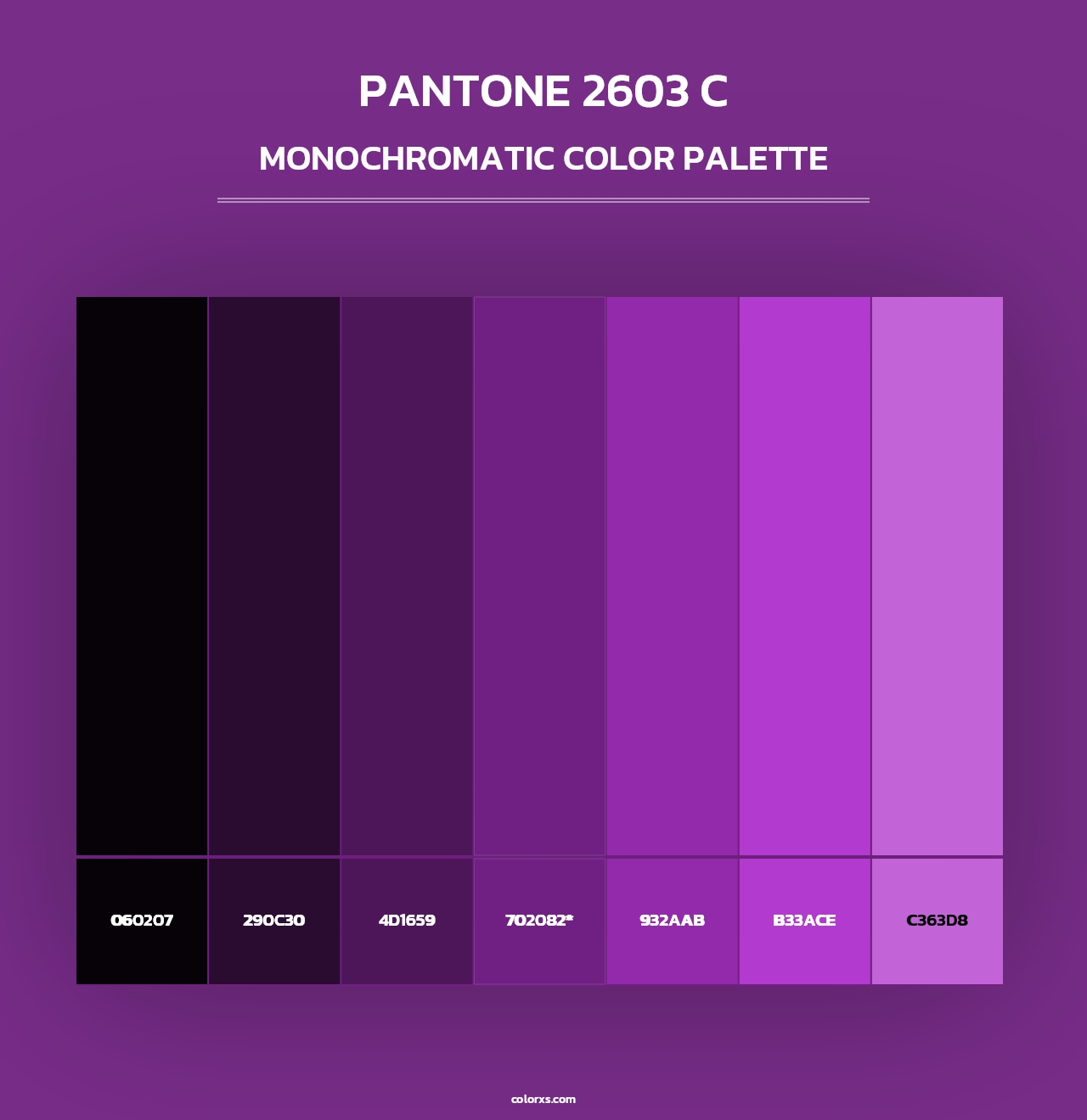 PANTONE 2603 C - Monochromatic Color Palette