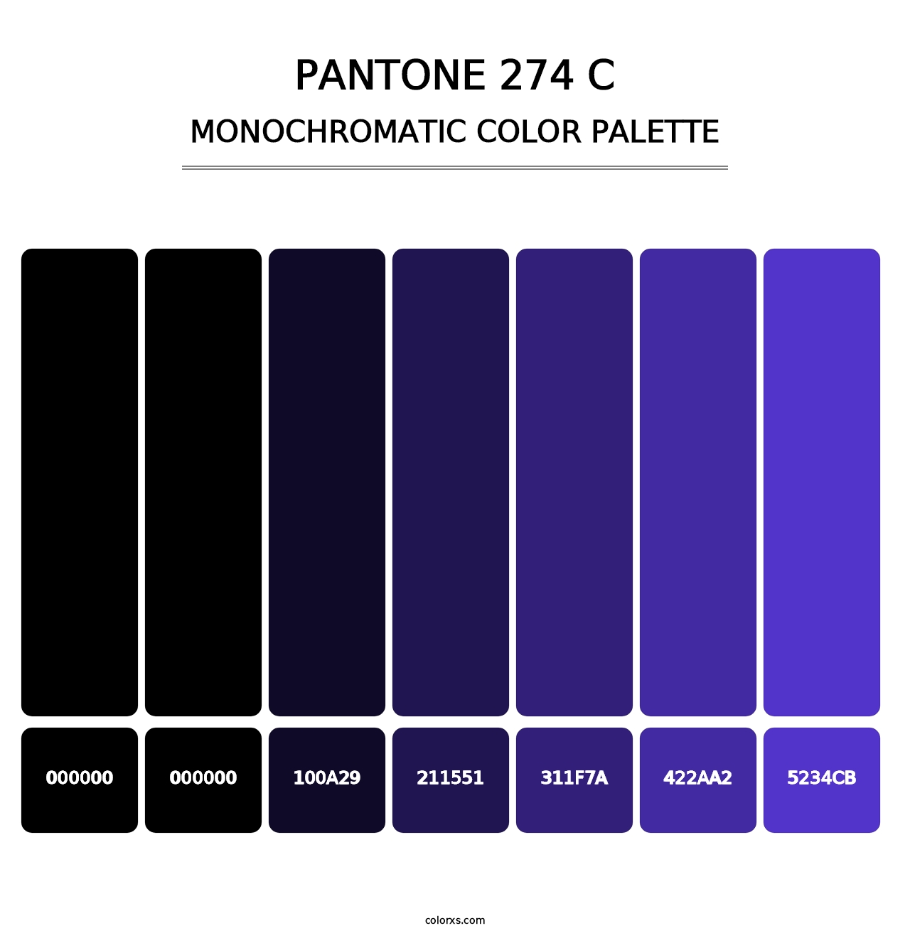 PANTONE 274 C - Monochromatic Color Palette