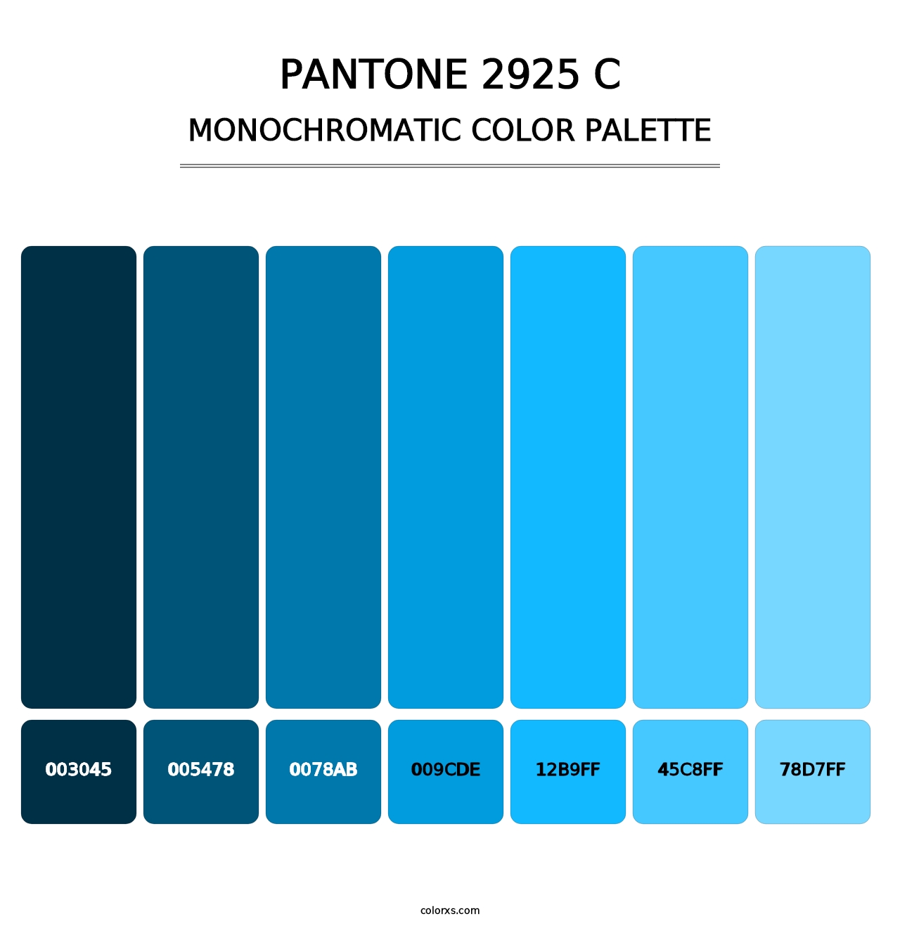 PANTONE 2925 C - Monochromatic Color Palette