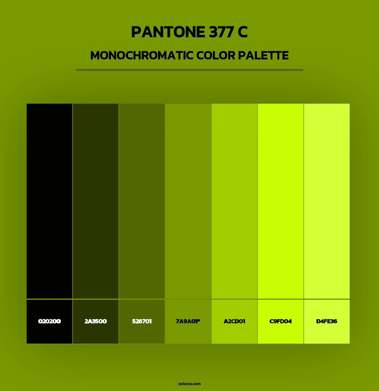 PANTONE 377 C - Monochromatic Color Palette