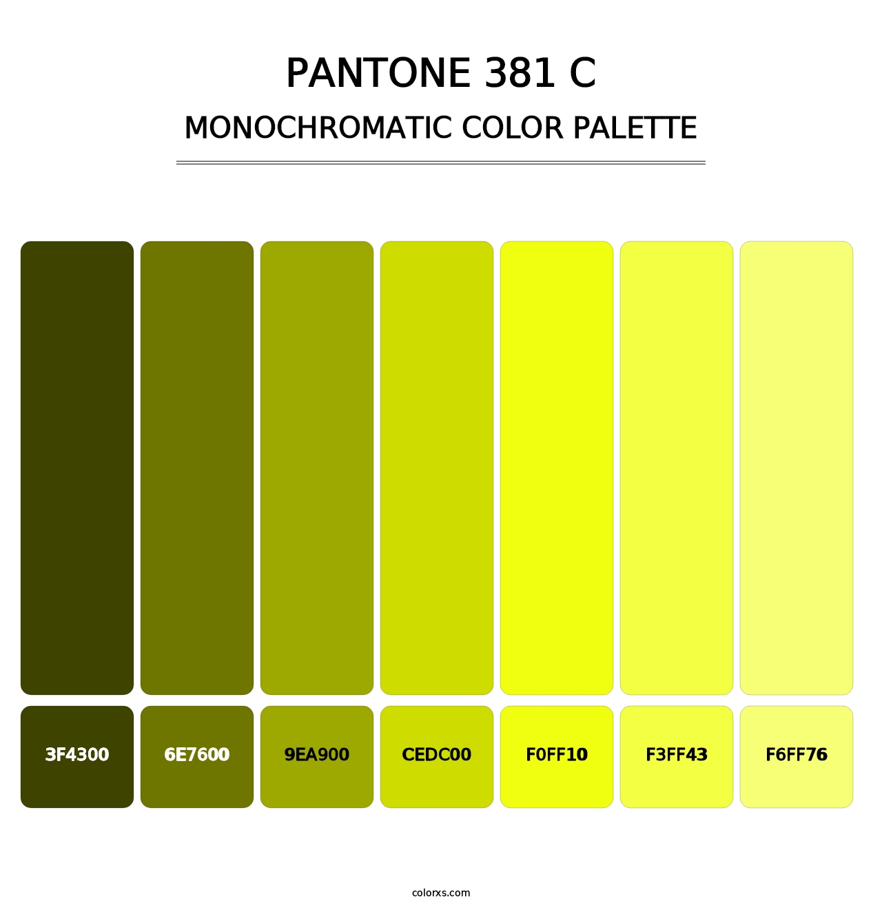 PANTONE 381 C - Monochromatic Color Palette