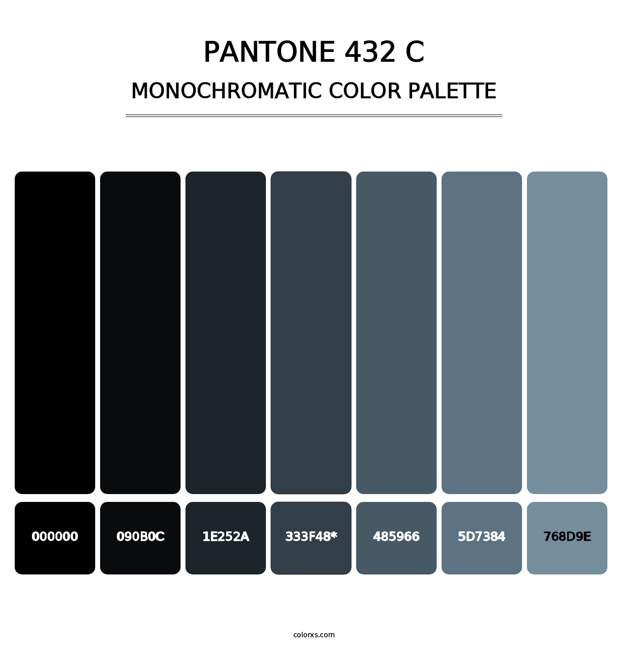 PANTONE 432 C - Monochromatic Color Palette