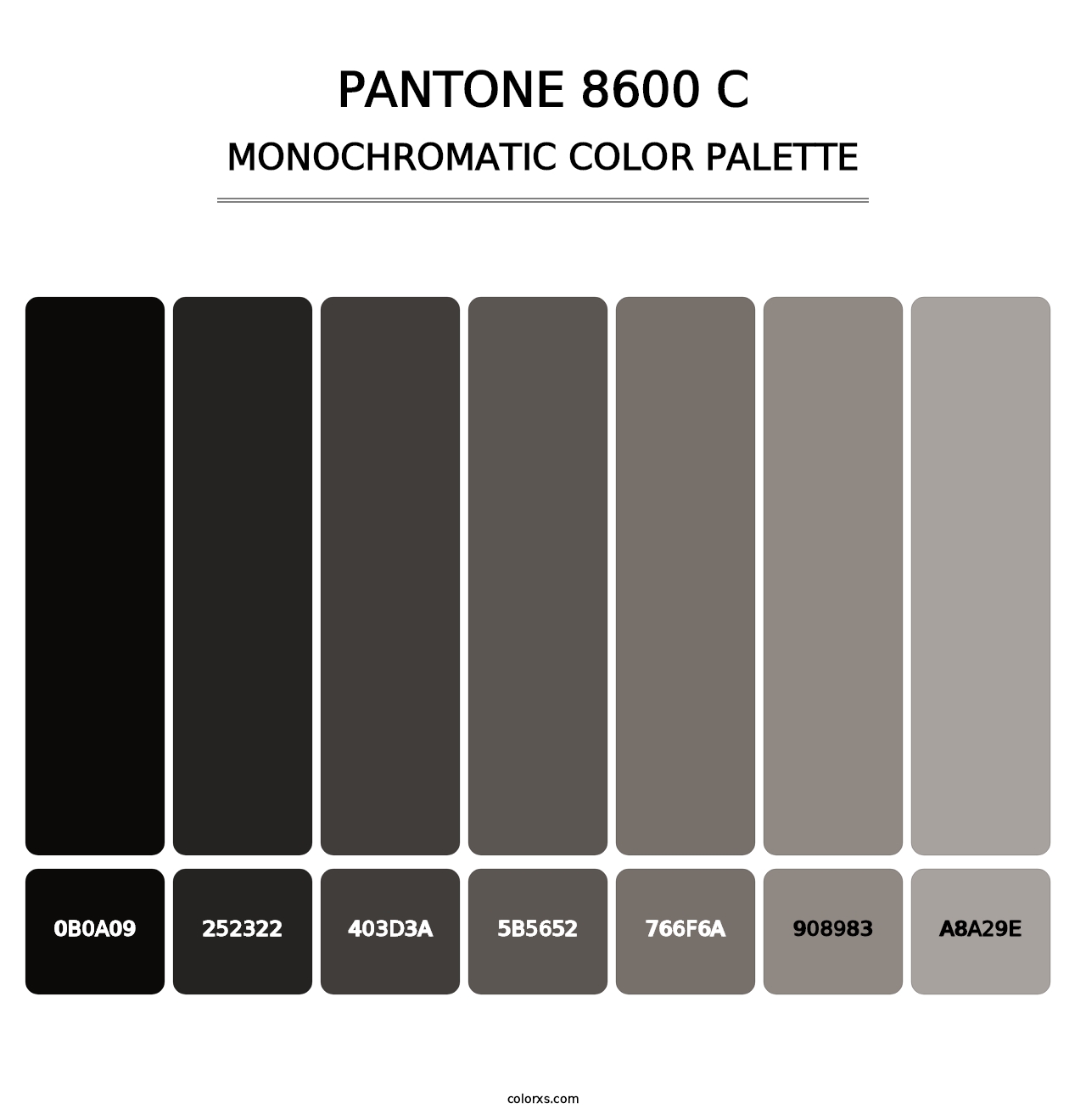 PANTONE 8600 C - Monochromatic Color Palette