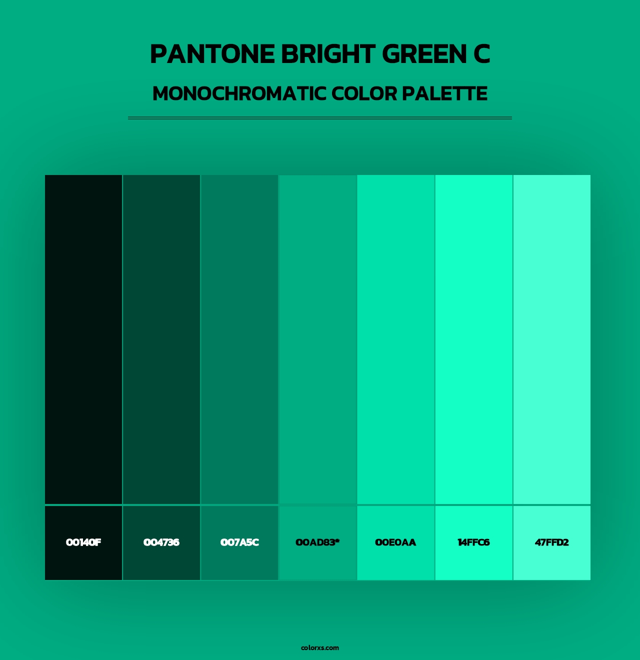 PANTONE Bright Green C - Monochromatic Color Palette