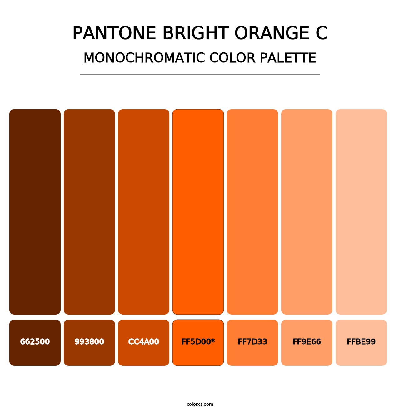PANTONE Bright Orange C - Monochromatic Color Palette