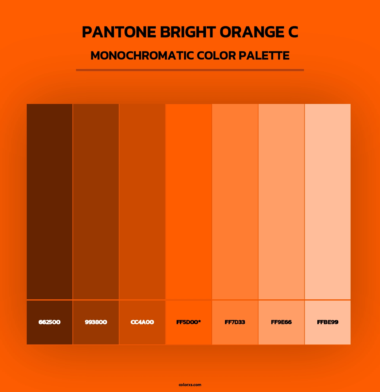 PANTONE Bright Orange C - Monochromatic Color Palette